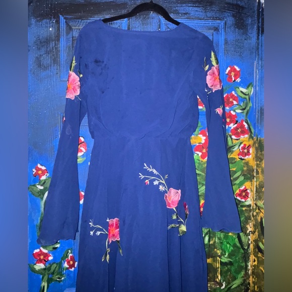 ASOS Floral Embroidered Blue Dress - Picture 5 of 7